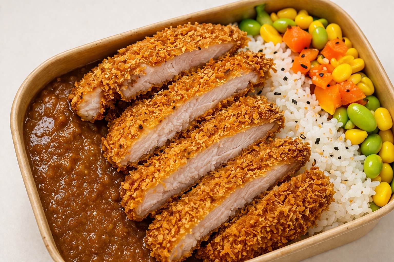 Japanese katsu curry rice bowl